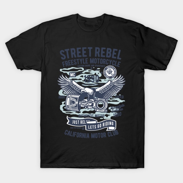 Street Rebel Motorcycle, Vintage Retro Classic T-Shirt by CoApparel